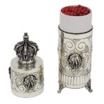 Shabbat and Holiday silver match box holder with crown - open view