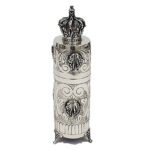 Silver upright standing matchbox holder for Shabbat Candles with crown design