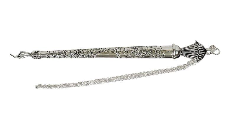 Silver hand chased yad for torah