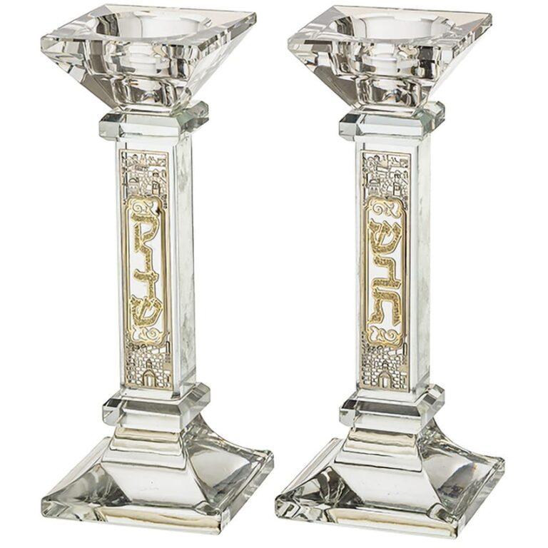 Elegant crystal candlestick for Shabbat candles