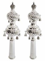 Set of two spiral silver rimonim for sefer torah