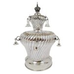 Stunning silver torah crown with hand chased spiral design