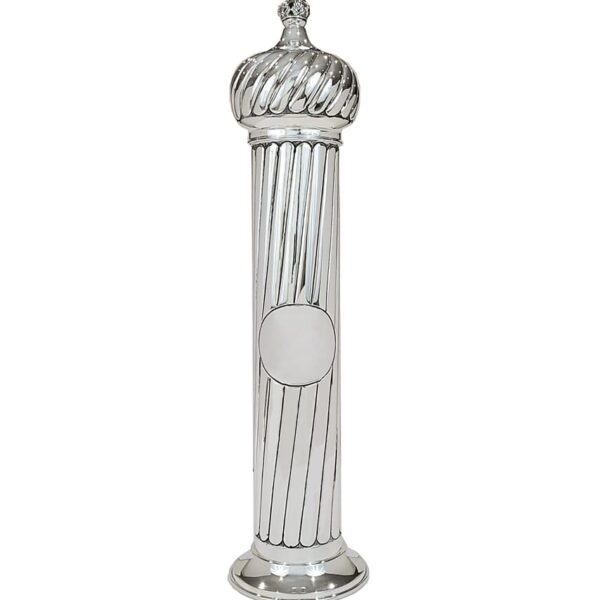Silver megillah case - hand chased spiral design
