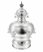 Silver torah crown with modern hand hammered design