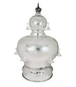 Silver torah crown with modern hand hammered design