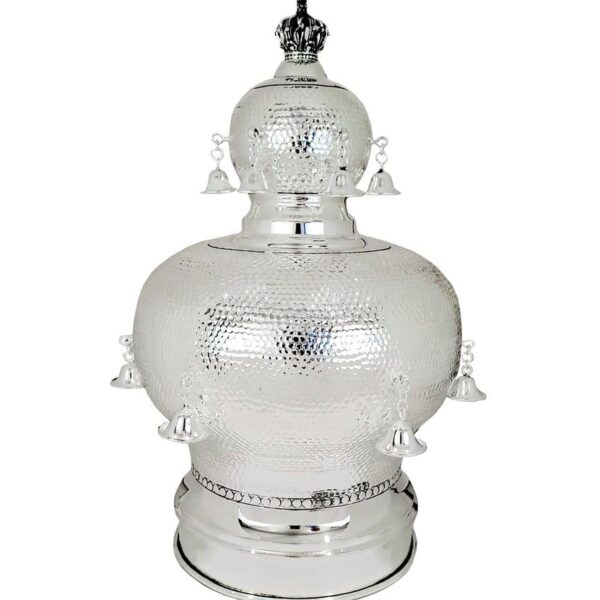 Silver torah crown with modern hand hammered design