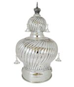 Stunning silver torah crown with hand chased spiral design