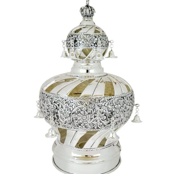 Stunning hand chased torah crown spiral design with cutout