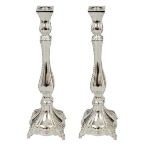 Classic Barkanit silver candlestick set for Shabbat