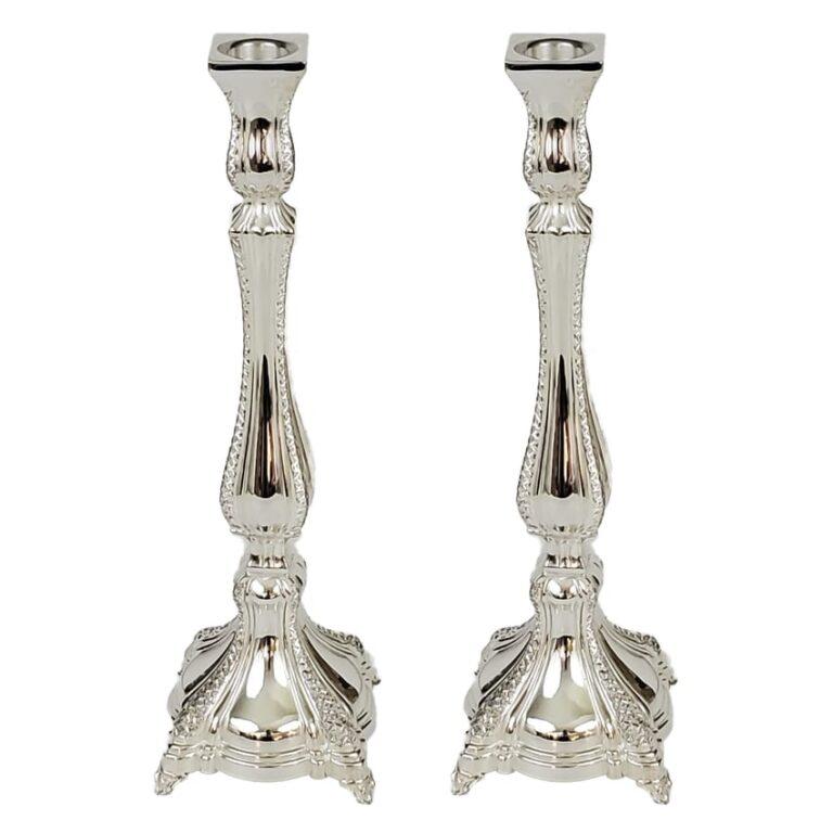 Classic Barkanit silver candlestick set for Shabbat