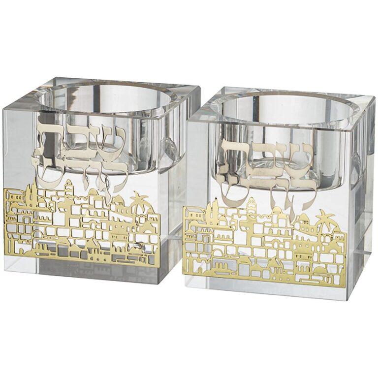 Mini Shabbat crystal candlesticks