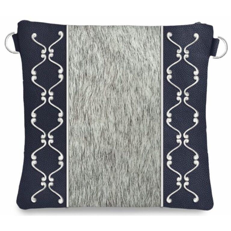 Personalized leather tefillin bag with fur