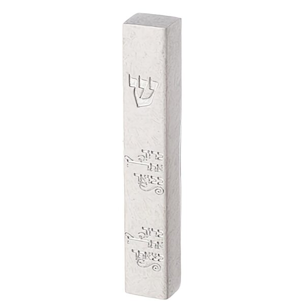 Elegant marble stone finish Mezuzah case with Hebrew Blessing - Baruch Ata Beboecha, Baruch Ata Betzetecha
