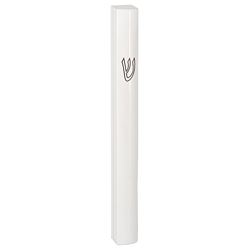 12 cm White Waterproof Mezuzah Case with printed shin