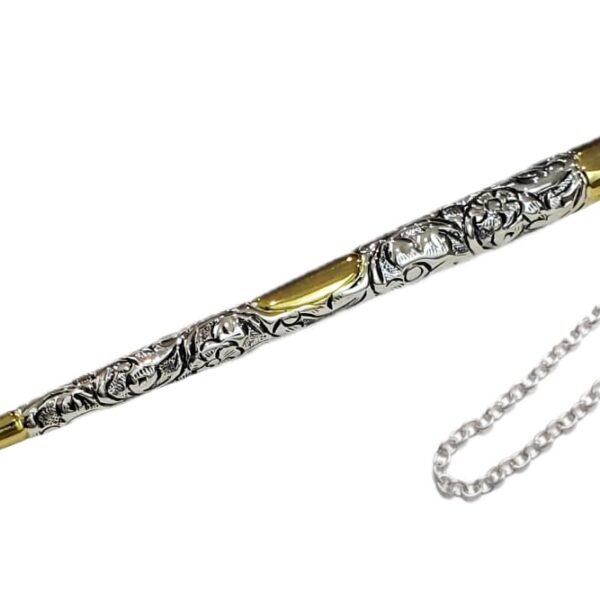 Silver and gold hand chased yad for torah