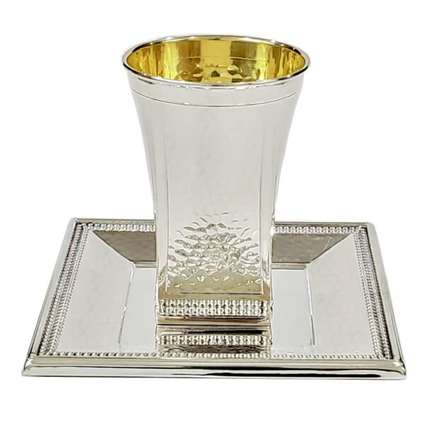 Sterling silver hand hammered venus kiddush cup set for groom
