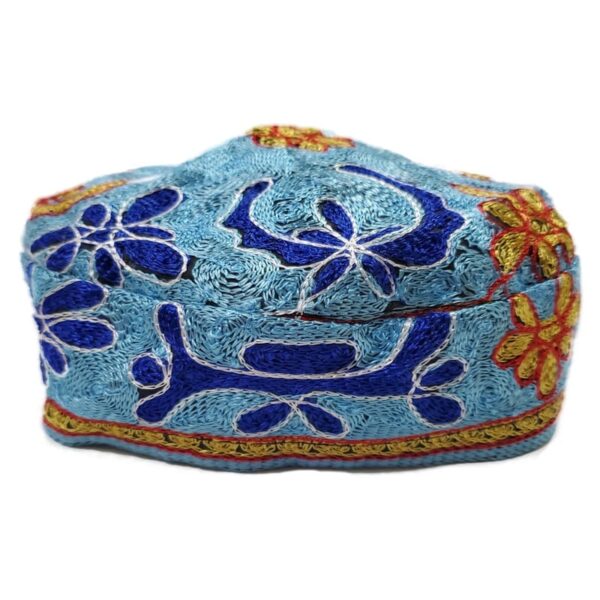 Bucharian Kippah - turquoise with colors