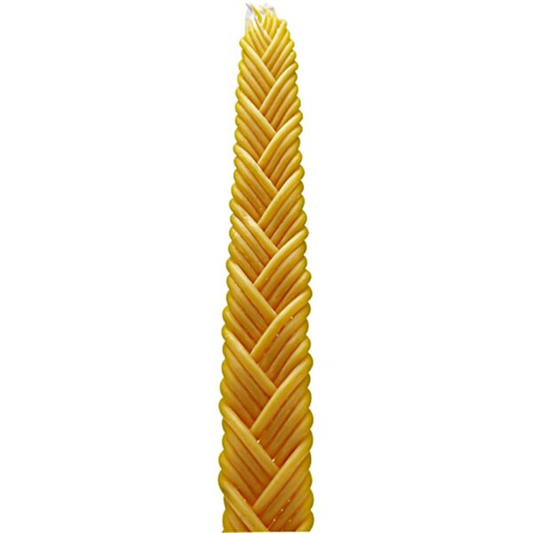 Havdalah Candle - traditional braided mustard yellow