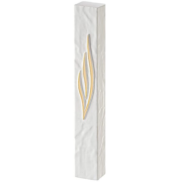 XL Polymer Stone-like Mezuzah 20 Cm - White-Gold Shin