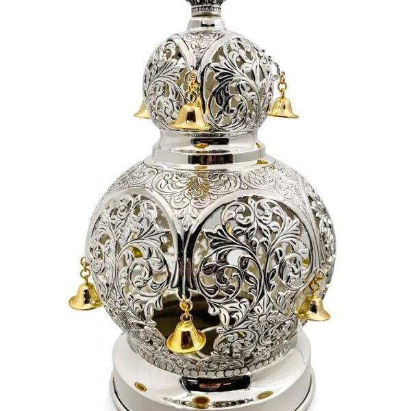 Small Ornate Silver Torah Crown with Gold accents