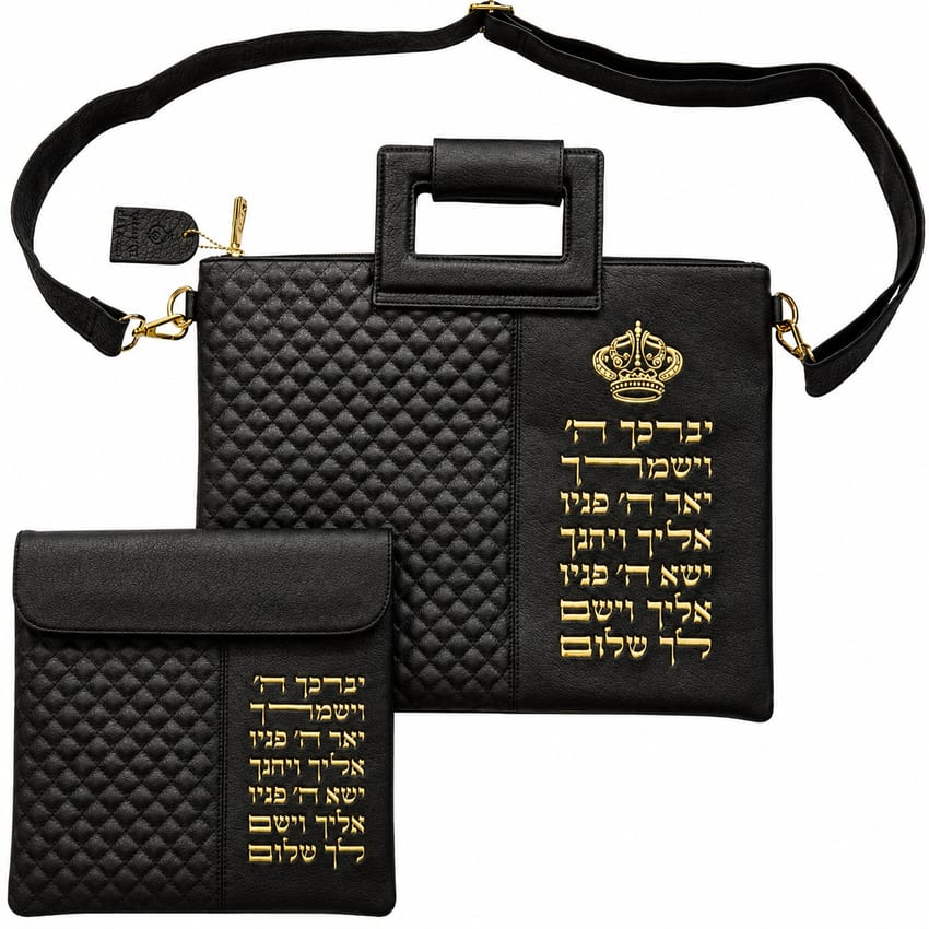 Black Leatherette Tallit and Tefillin bag set