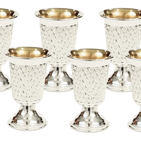 Small Diamond Cut Liquor Goblets for Kiddush