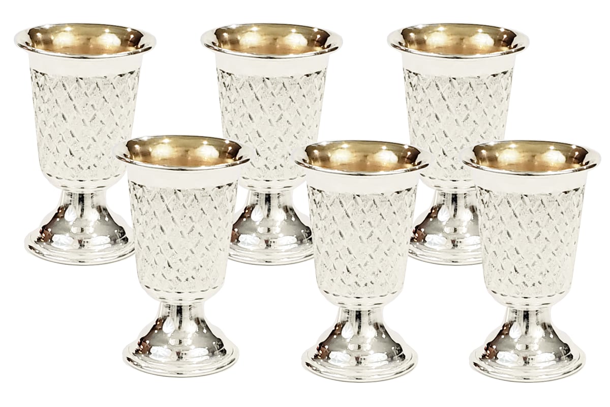 Small Diamond Cut Liquor Goblets for Kiddush