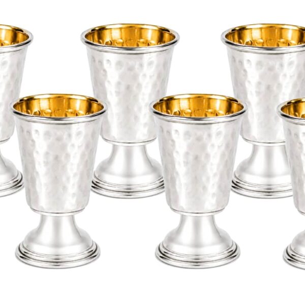 Small Hand Hammered Liquor Goblets for Kiddush