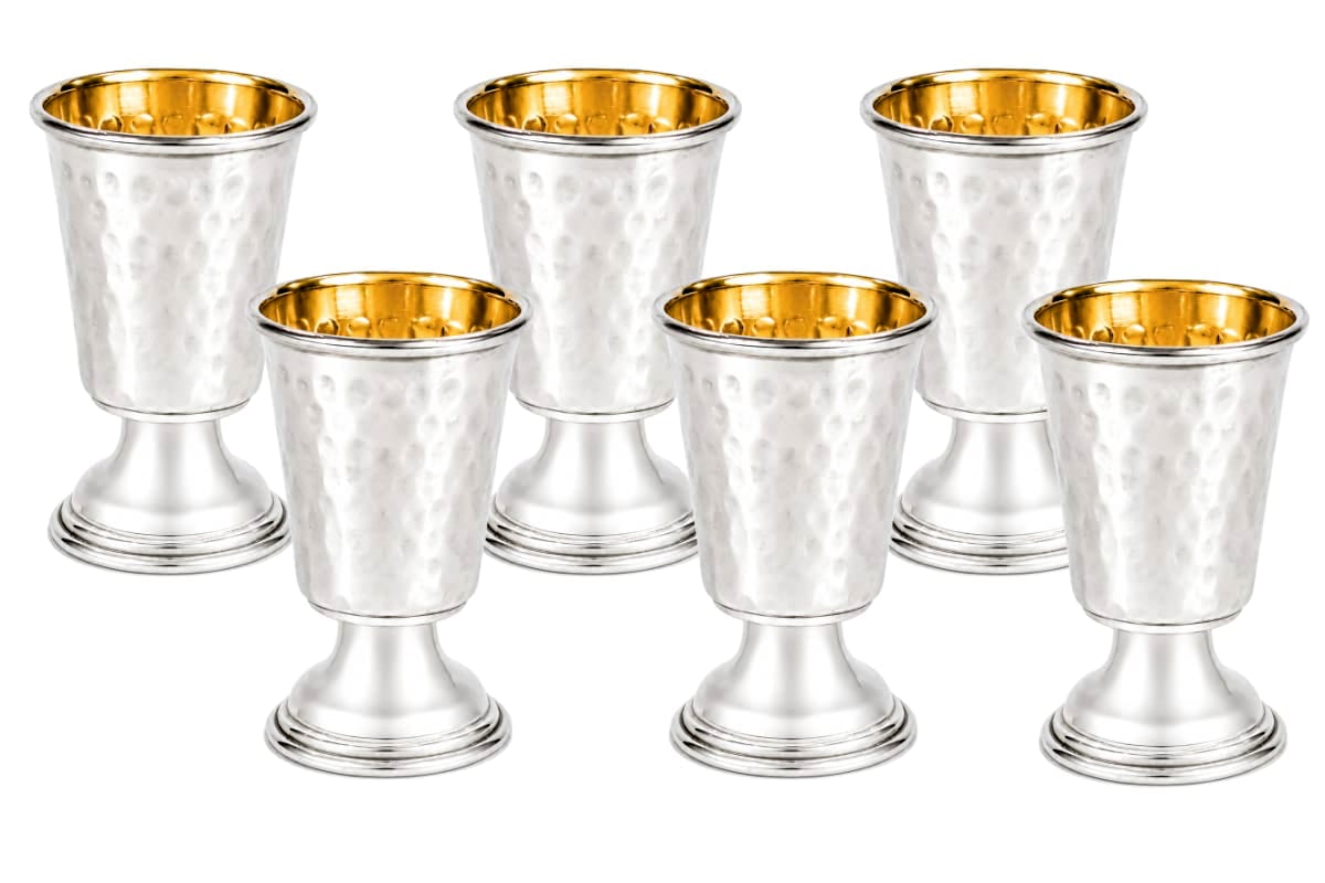 Small Hand Hammered Liquor Goblets for Kiddush
