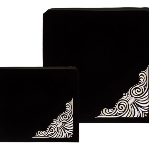 Elegant Black Velvet Tallit and Tefillin Bag Set