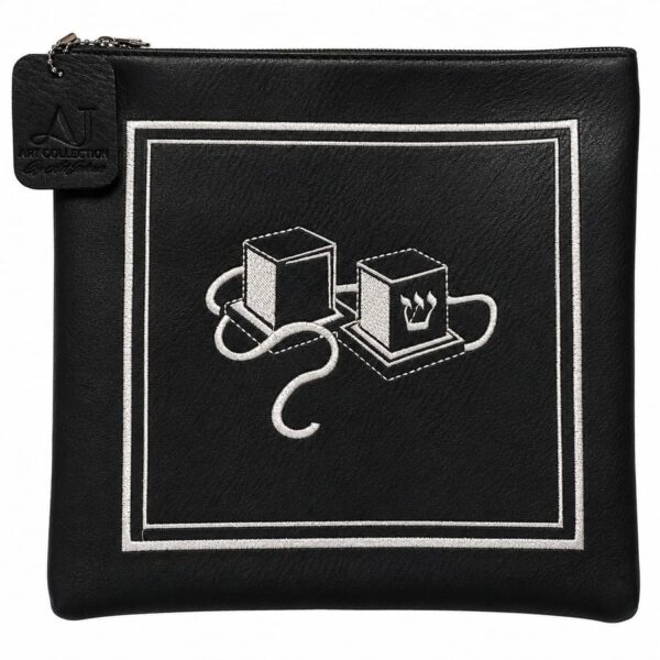 Black Embroidered Leatherette Tefillin Bag
