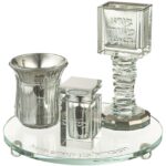 Modern silver crystal havdalah set