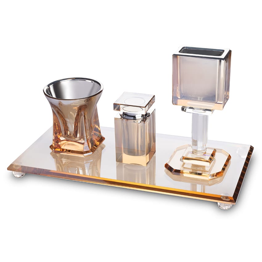 HAV-82554 Elegant smoked gold crystal havdalah set