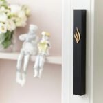 12 cm Black Waterproof Mezuzah Case with gold shin