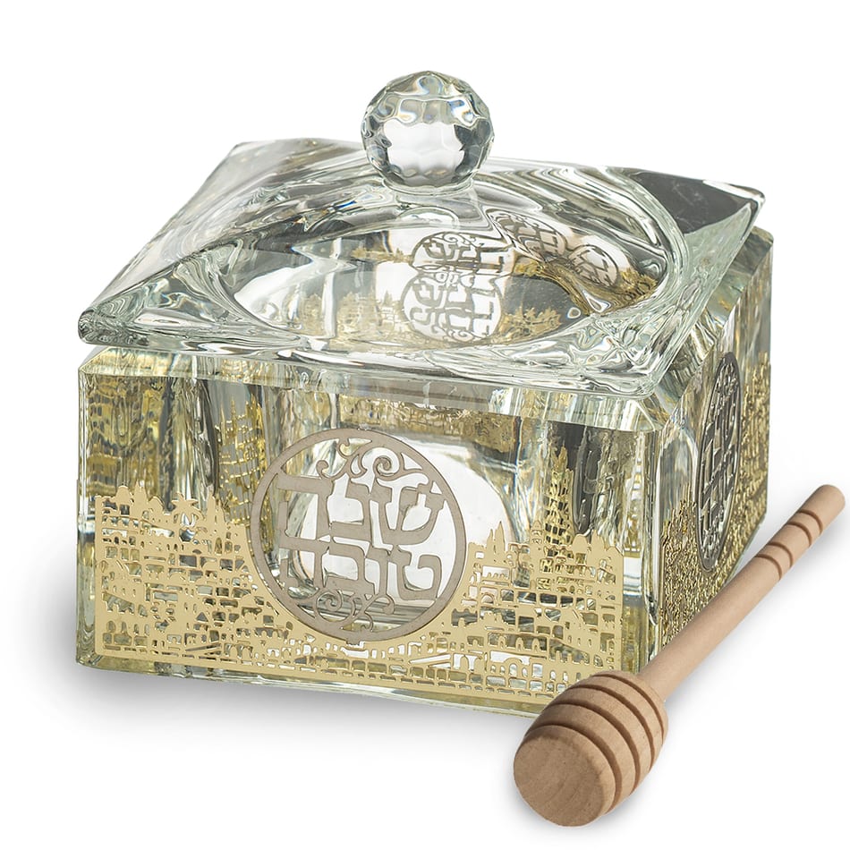 honey-dish-81563 Jerusalem crystal honey dish with gift box