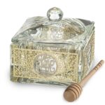 Golden crystal honey dish with gift box