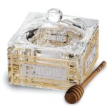 Modern crystal honey dish with gift box