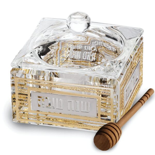 Modern crystal honey dish with gift box