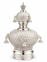 Ornate Diamond Cut Silver Torah Crown