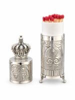 Ornate Silver Flourish Match Holder for Shabbat Candles
