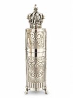 Ornate Silver Flourish Match Holder for Shabbat Candles