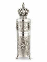 Ornate Silver Flower Match Holder for Shabbat Candles