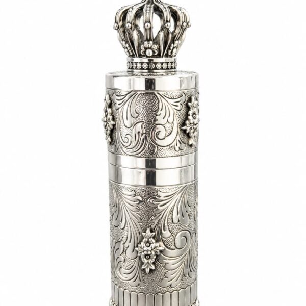Ornate Silver Flower Match Holder for Shabbat Candles