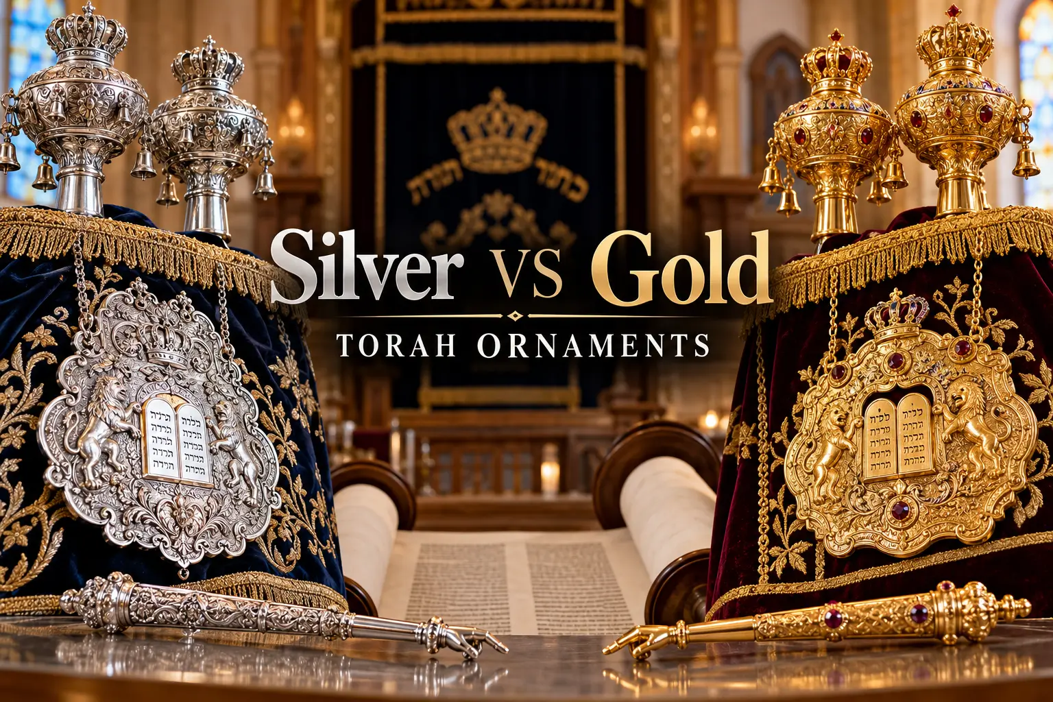 Silver vs Gold Torah Ornaments