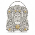 Small Ornate Silver Torah Breastplate with Gold Flowers